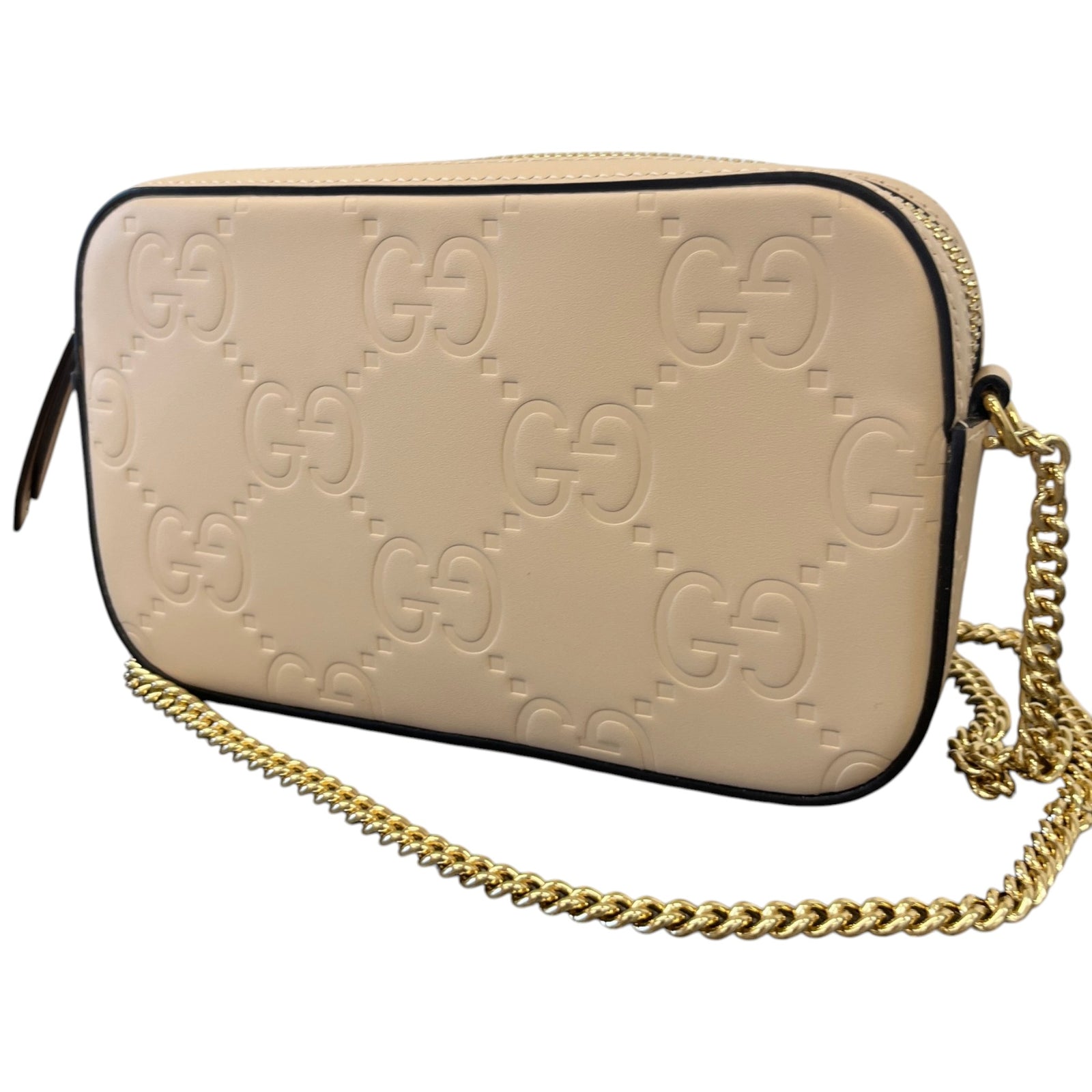 Women's GG Embossed Mini Shoulder Handbag Cream - Photo 9