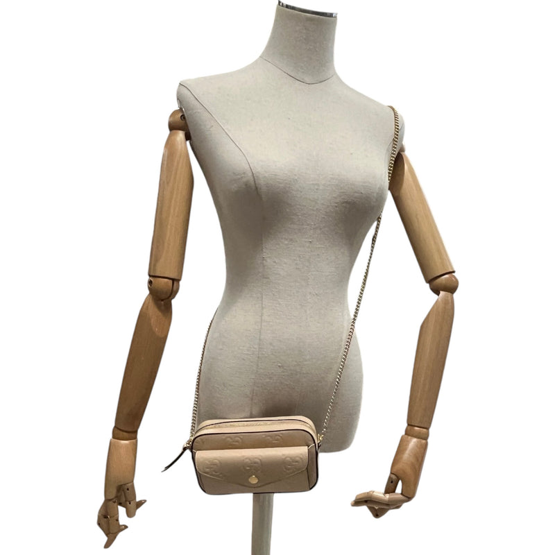 Women's GG Embossed Mini Shoulder Handbag Cream