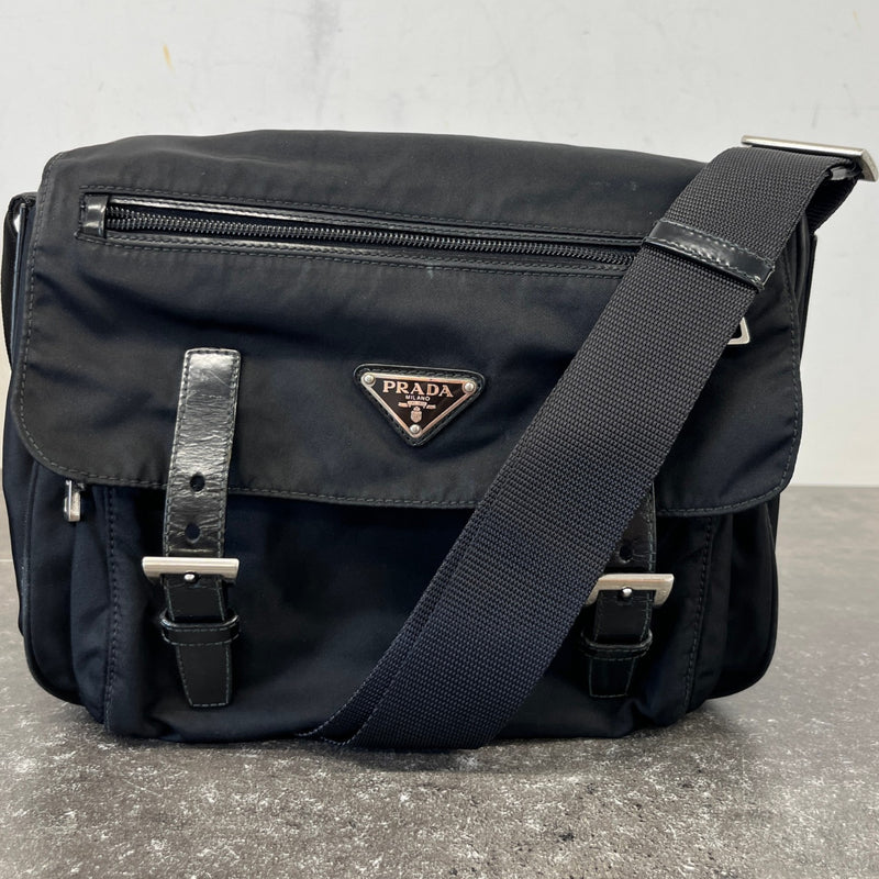 Men's Tessuto Nylon Messenger Bag Black