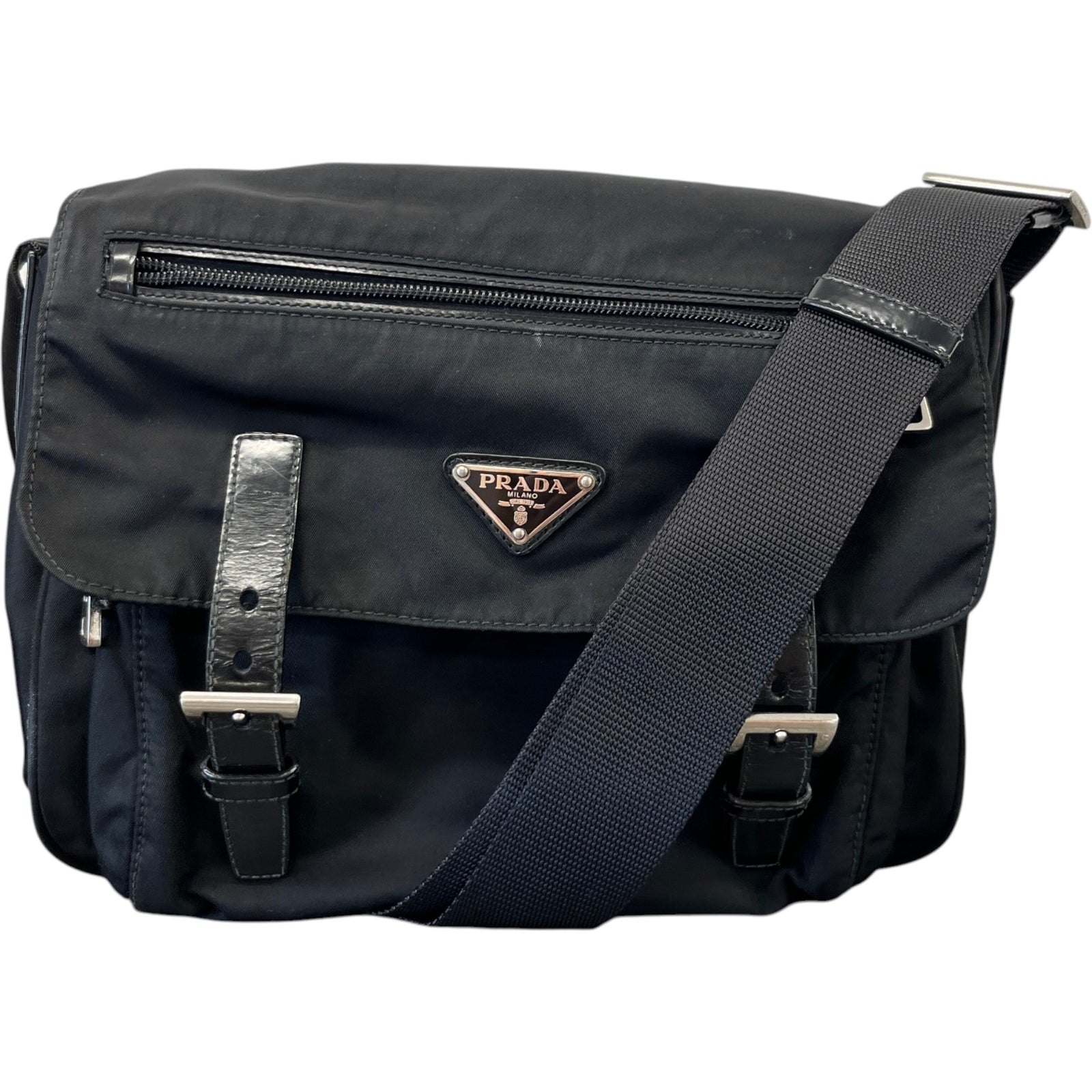 Men's Tessuto Nylon Messenger Bag Black - Photo 1