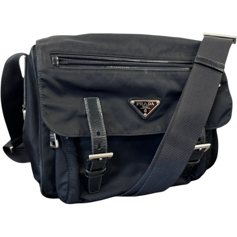 Men's Tessuto Nylon Messenger Bag Black