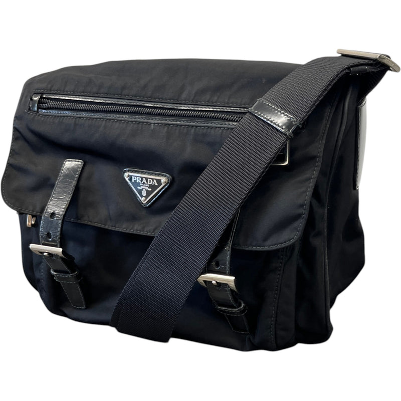 Men's Tessuto Nylon Messenger Bag Black
