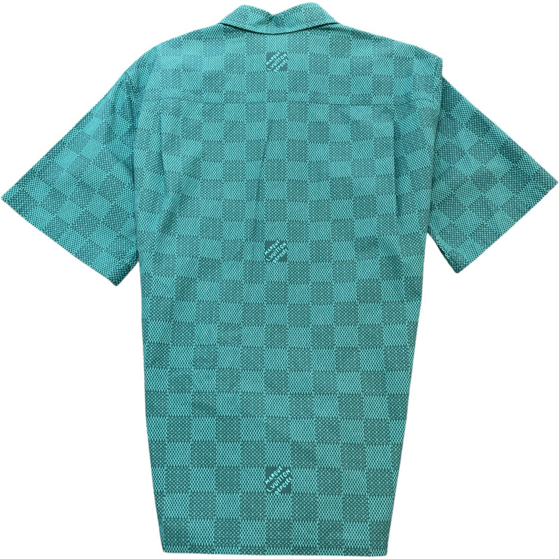 Men's Damier Button Up Shirt Green Size XL