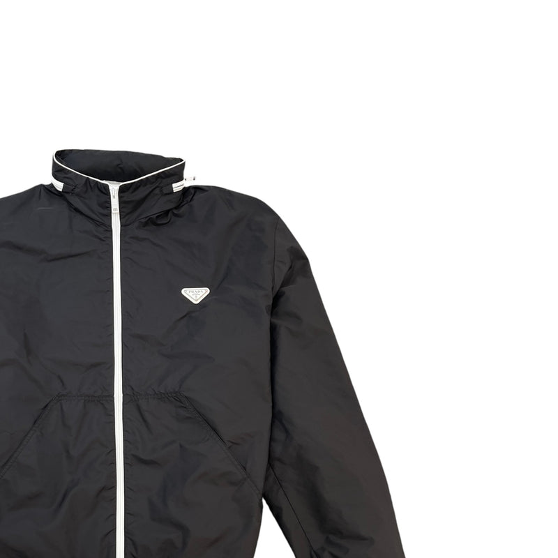 Men's Plaque Logo Re-Nylon Windbreaker Black Size XL