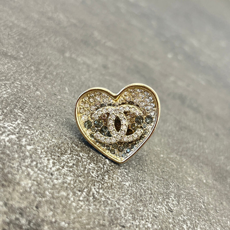 Women's Crystal CC Resin Heart Ring Gold Size N