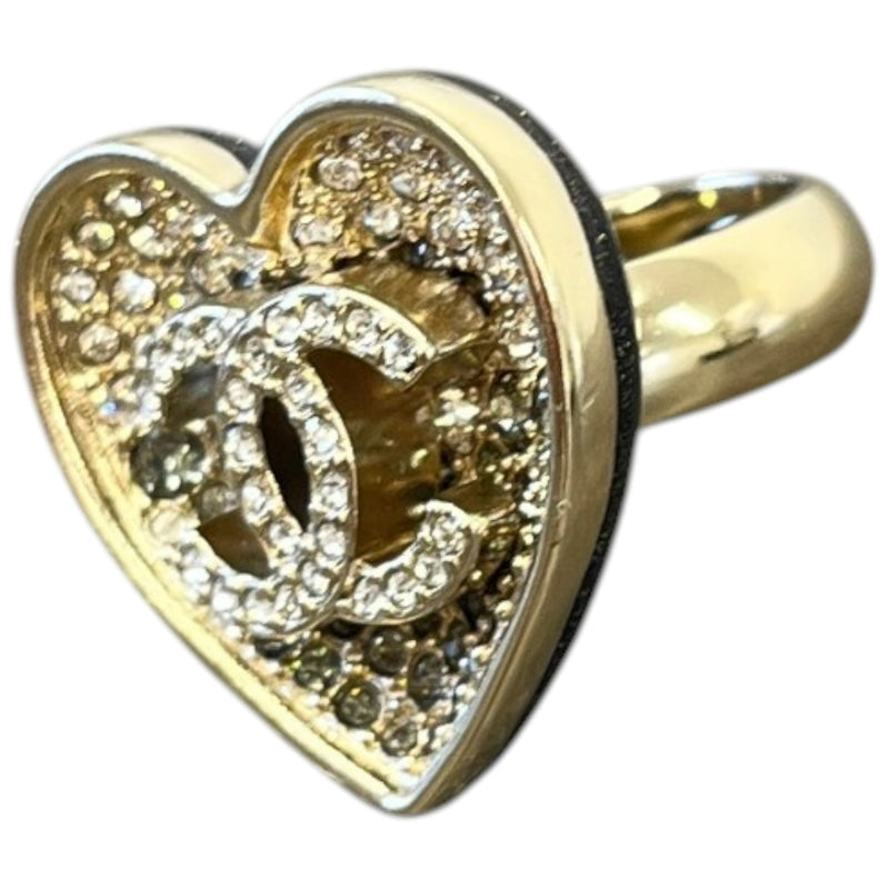 Women's Crystal CC Resin Heart Ring Gold Size N