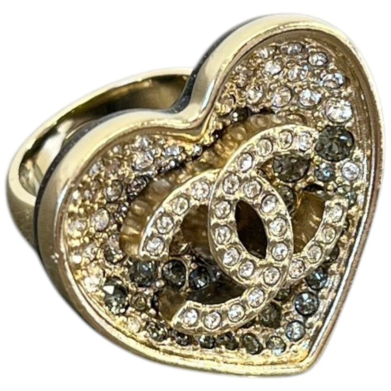 Women's Crystal CC Resin Heart Ring Gold Size N