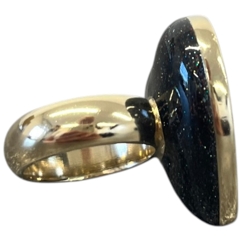 Women's Crystal CC Resin Heart Ring Gold Size N