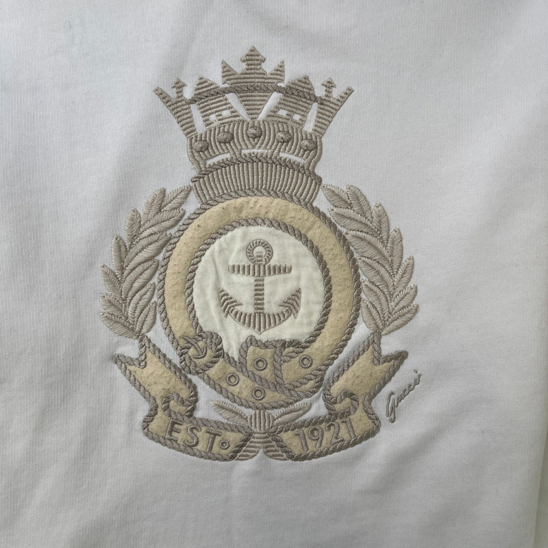 Men's Embroidered Anchor Long Sleeve T-Shirt White Size L