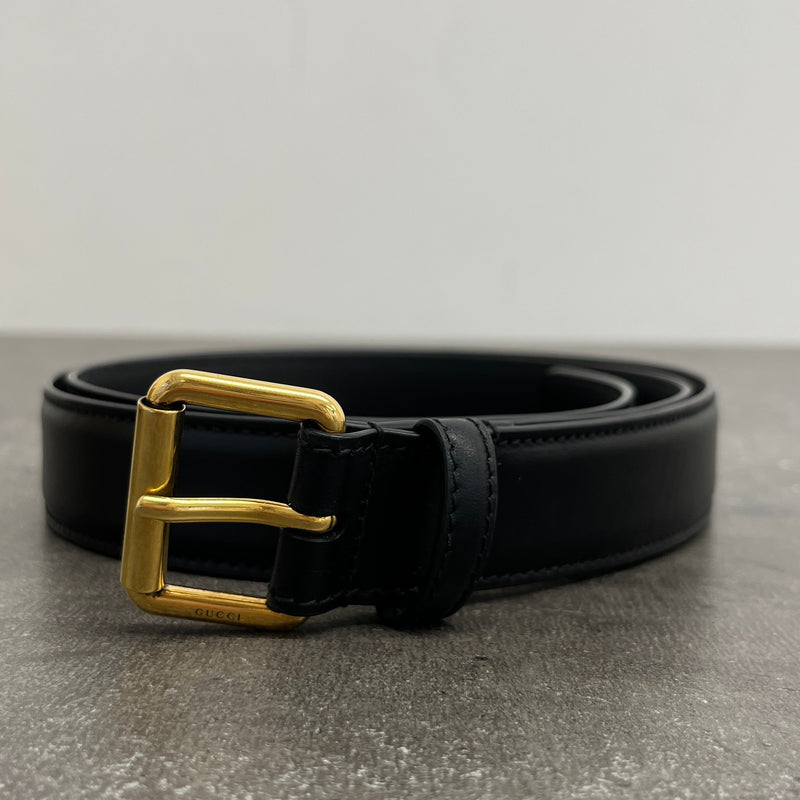 Men's Square Buckle Belt Black Size Waist 40"
