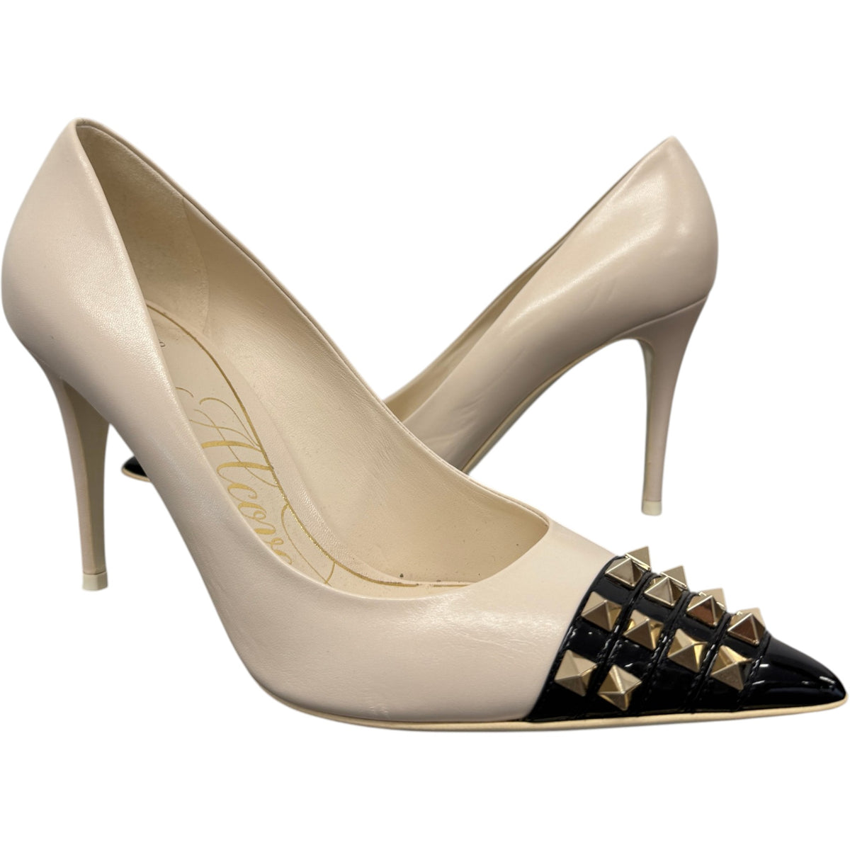 Women's Rockstud Heels Cream Size UK 6 / EU 39 - Photo 3
