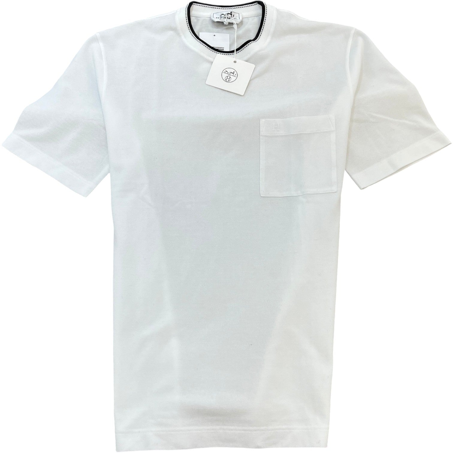 Men's Embroidered H Pocket T-Shirt White Size S - Photo 1