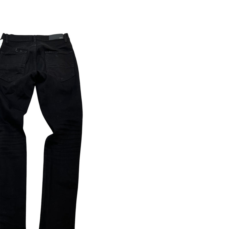 Men's Distressed Striped Jeans Black Size S / W30