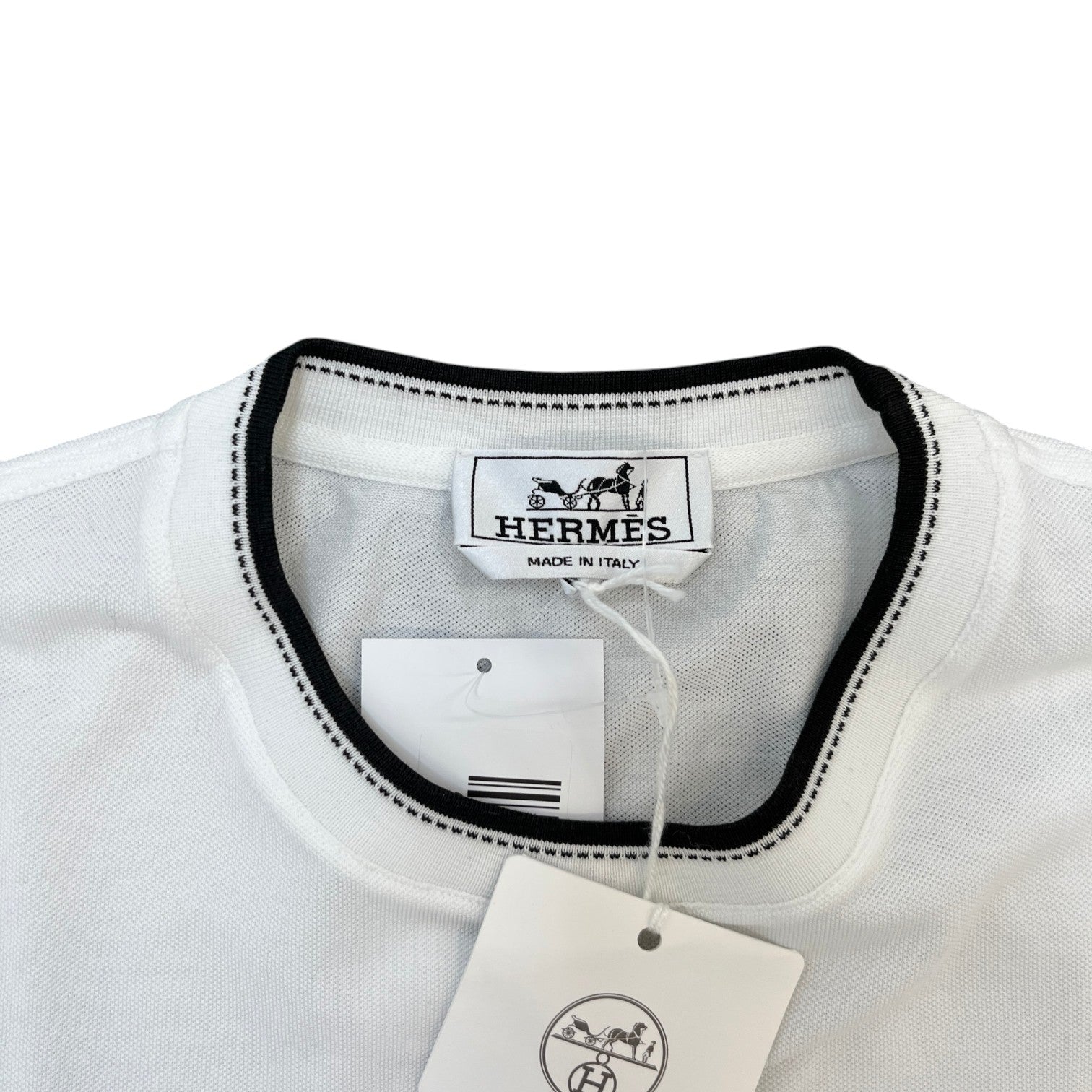 Men's Embroidered H Pocket T-Shirt White Size S - Photo 5