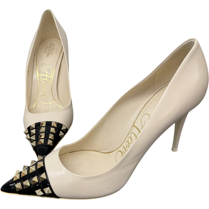 Women's Rockstud Heels Cream Size UK 6 / EU 39