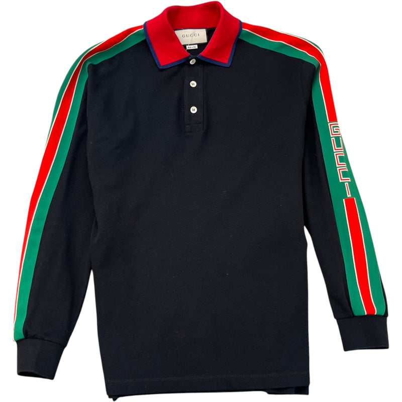 Men's Tape Logo Polo Shirt Black Size M