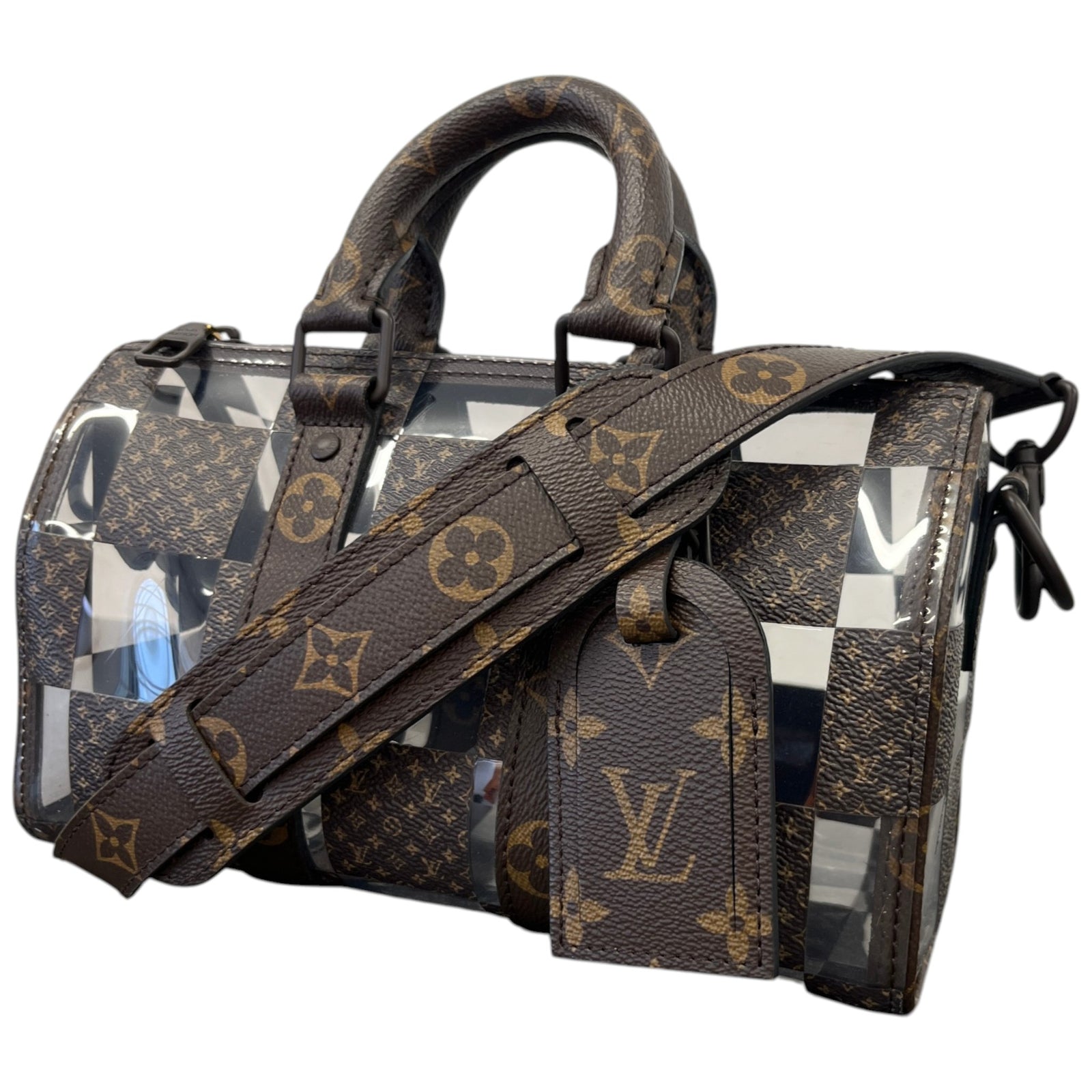 Women's Monogram Chess Keepall Bandouliere 25 Handbag Brown - Photo 5