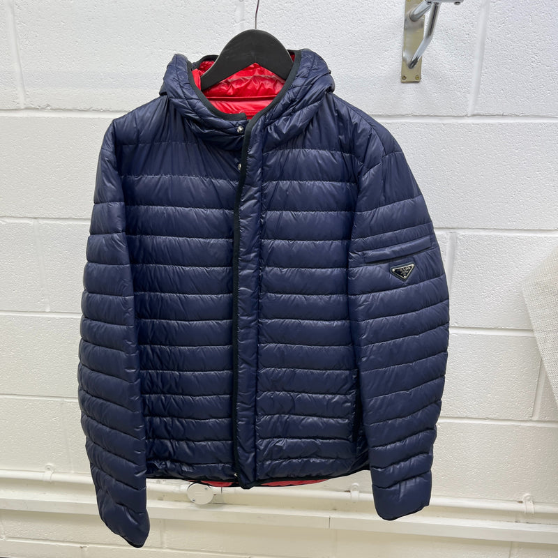 Men's Lightweight Nylon Plaque Down Jacket Navy Size IT 52 / XL