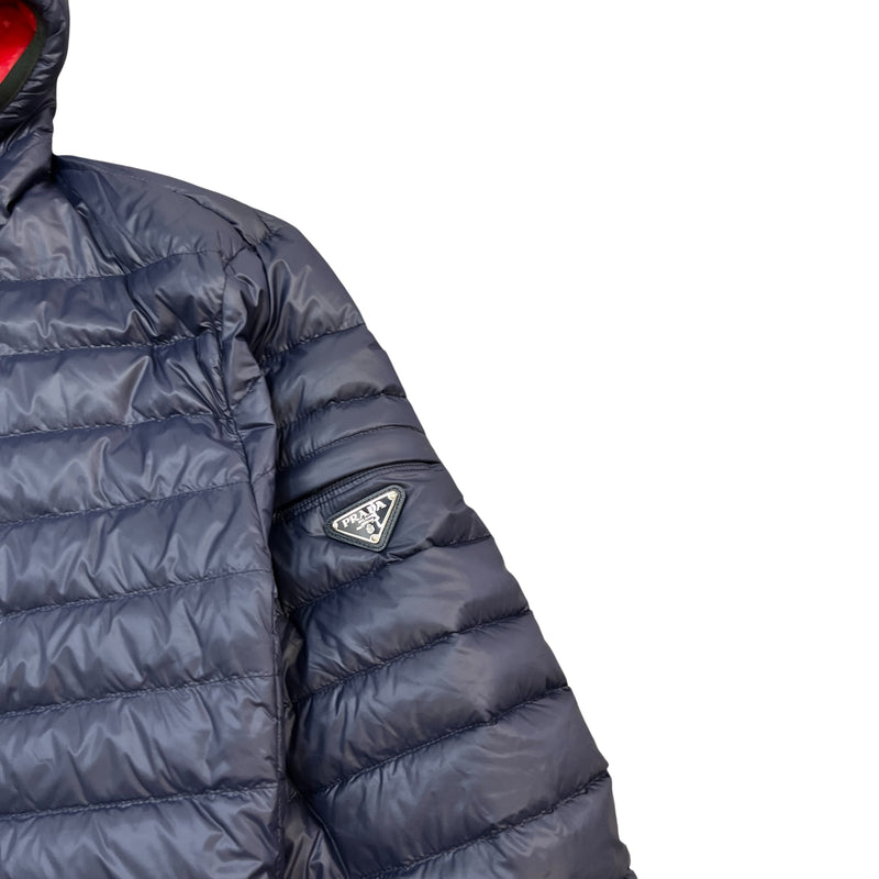 Men's Lightweight Nylon Plaque Down Jacket Navy Size IT 52 / XL