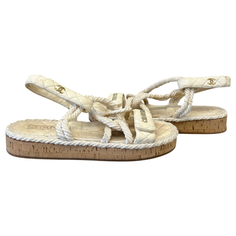 Women's CC Rope Dad Sandals Cream Size UK 6 / EU 39