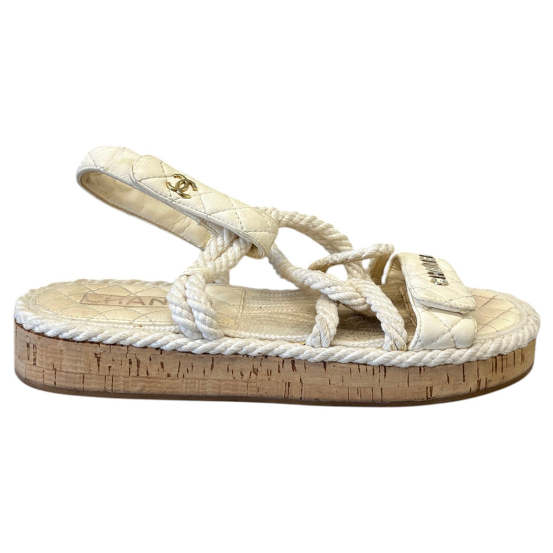Women's CC Rope Dad Sandals Cream Size UK 6 / EU 39