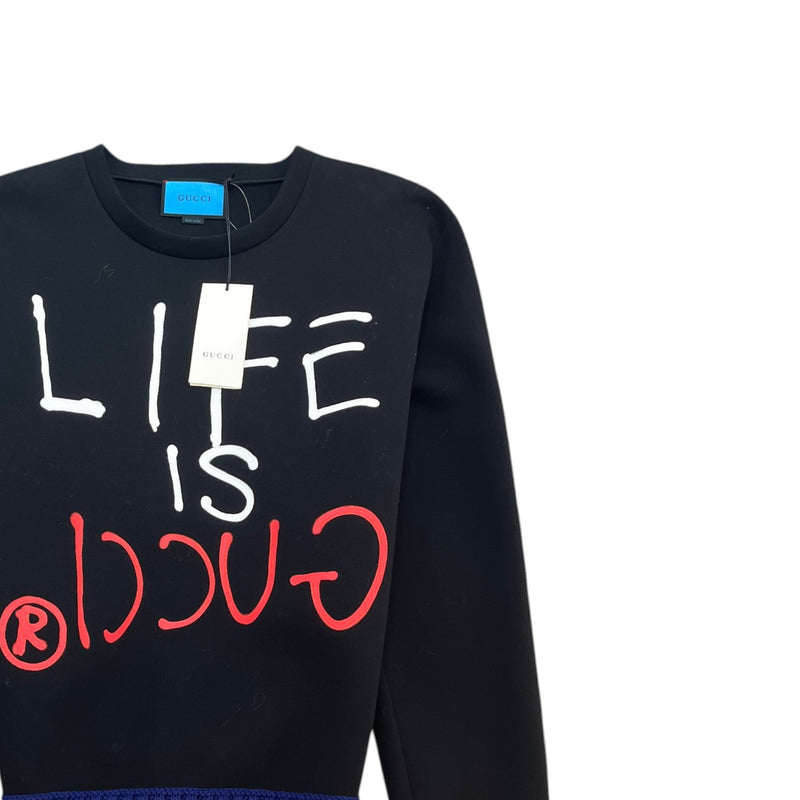 Men's Life Is Gucci Graphic Sweatshirt Black Size 3XL