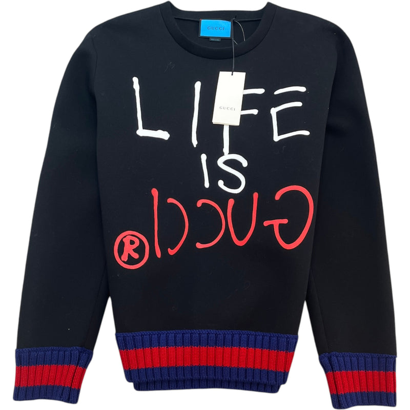 Men's Life Is Gucci Graphic Sweatshirt Black Size 3XL