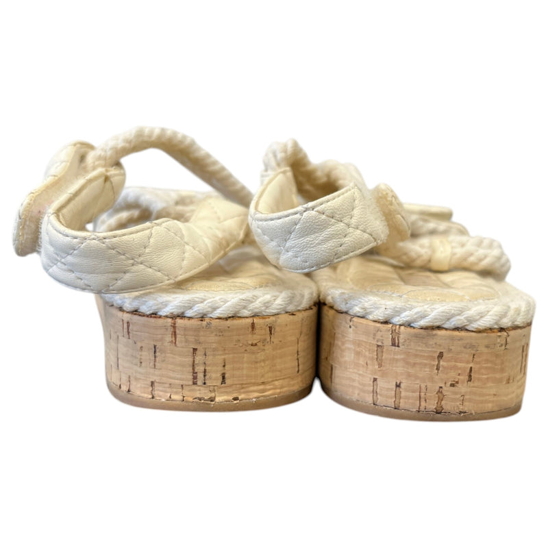 Women's CC Rope Dad Sandals Cream Size UK 6 / EU 39