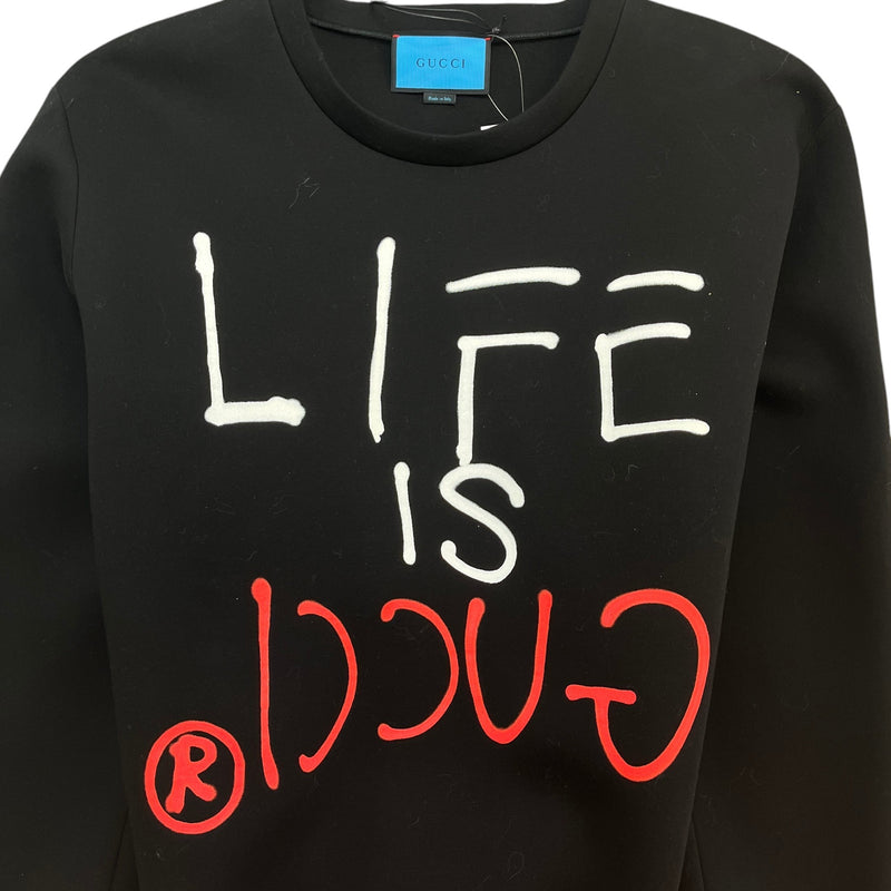 Men's Life Is Gucci Graphic Sweatshirt Black Size 3XL