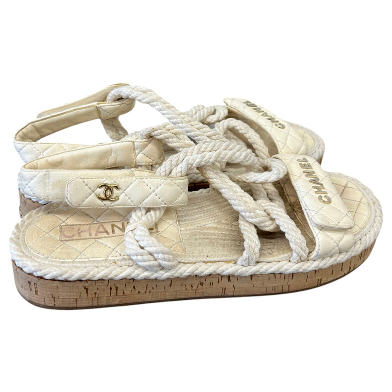 Women's CC Rope Dad Sandals Cream Size UK 6 / EU 39