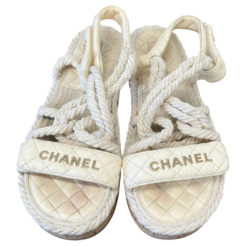 Women's CC Rope Dad Sandals Cream Size UK 6 / EU 39
