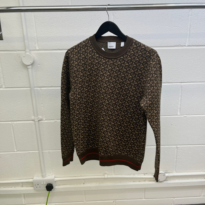 Men's TB Monogram Jacquard Jumper Beige Size XS