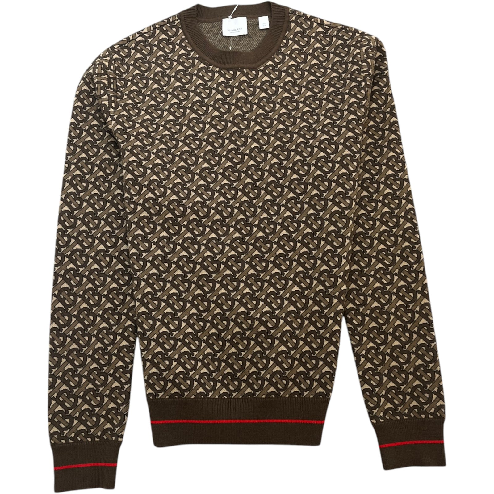 Men's TB Monogram Jacquard Jumper Beige Size XS - Photo 1