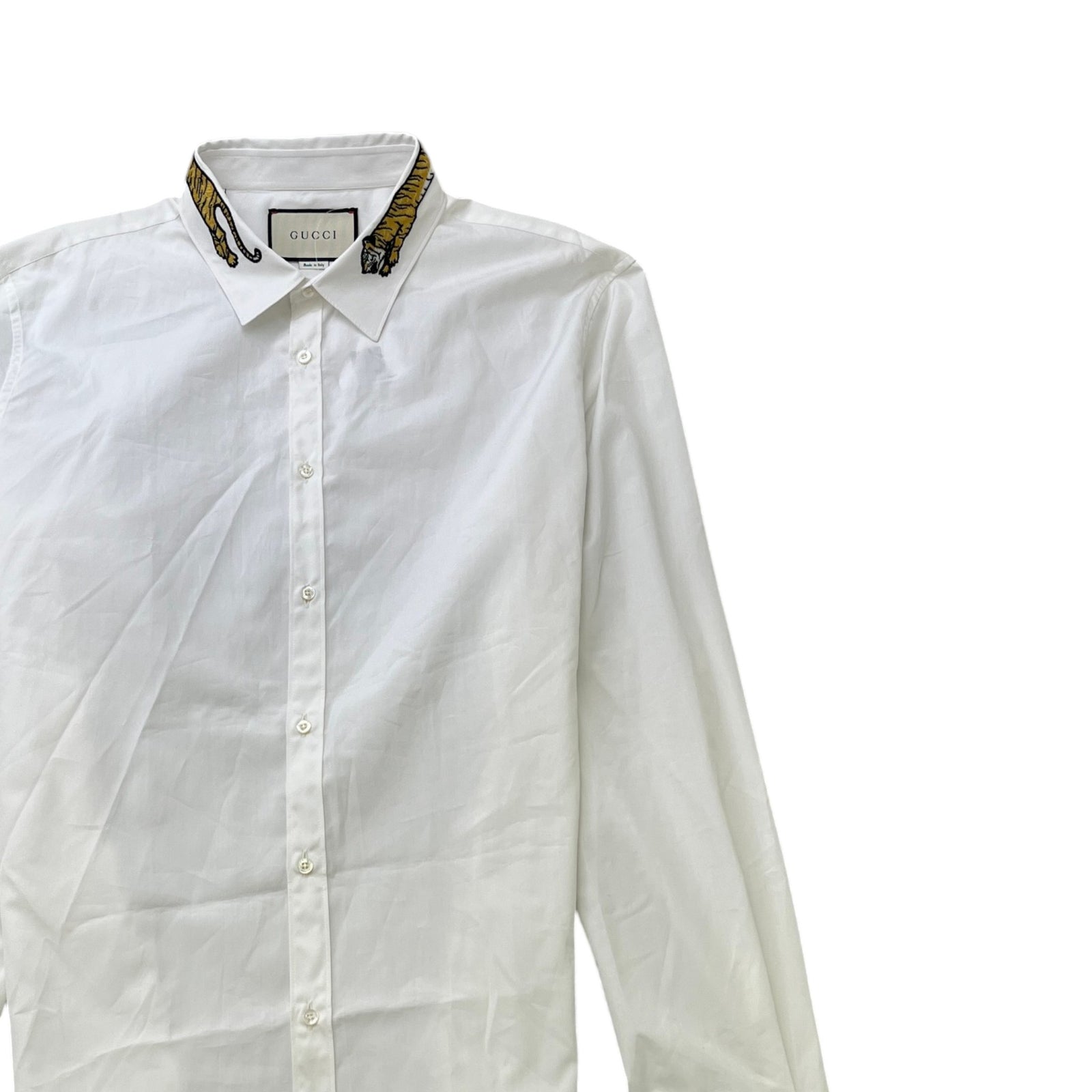 Men's Tiger Patch Collar Long Sleeve Shirt White Size XL - Photo 3