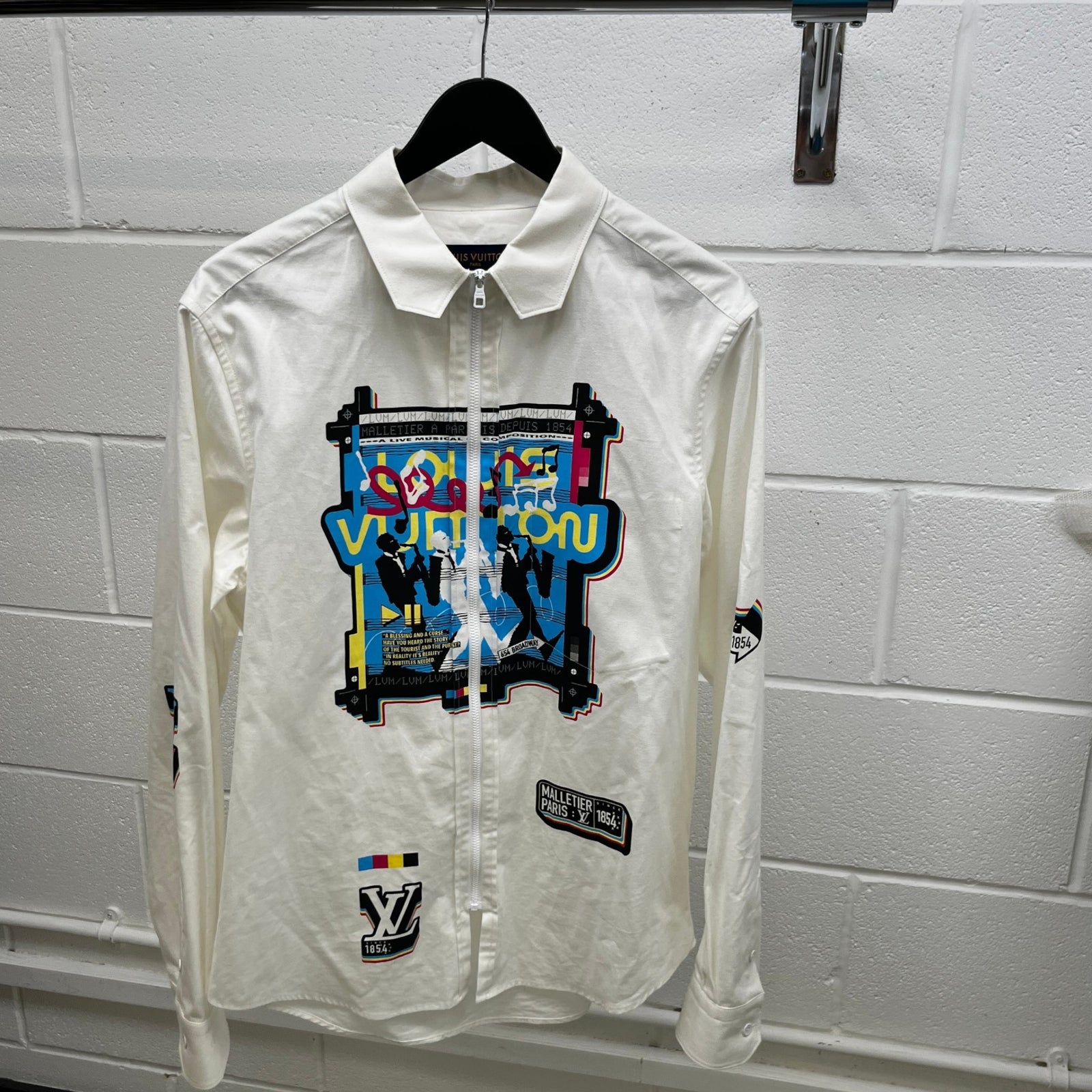 Men's Lv Jazz Flyer OverShirt White Size L - Photo 8