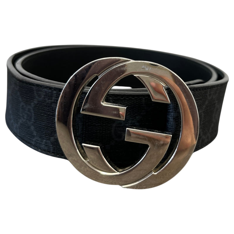 Men's Interlocking GG Buckle Belt Navy Size 30"