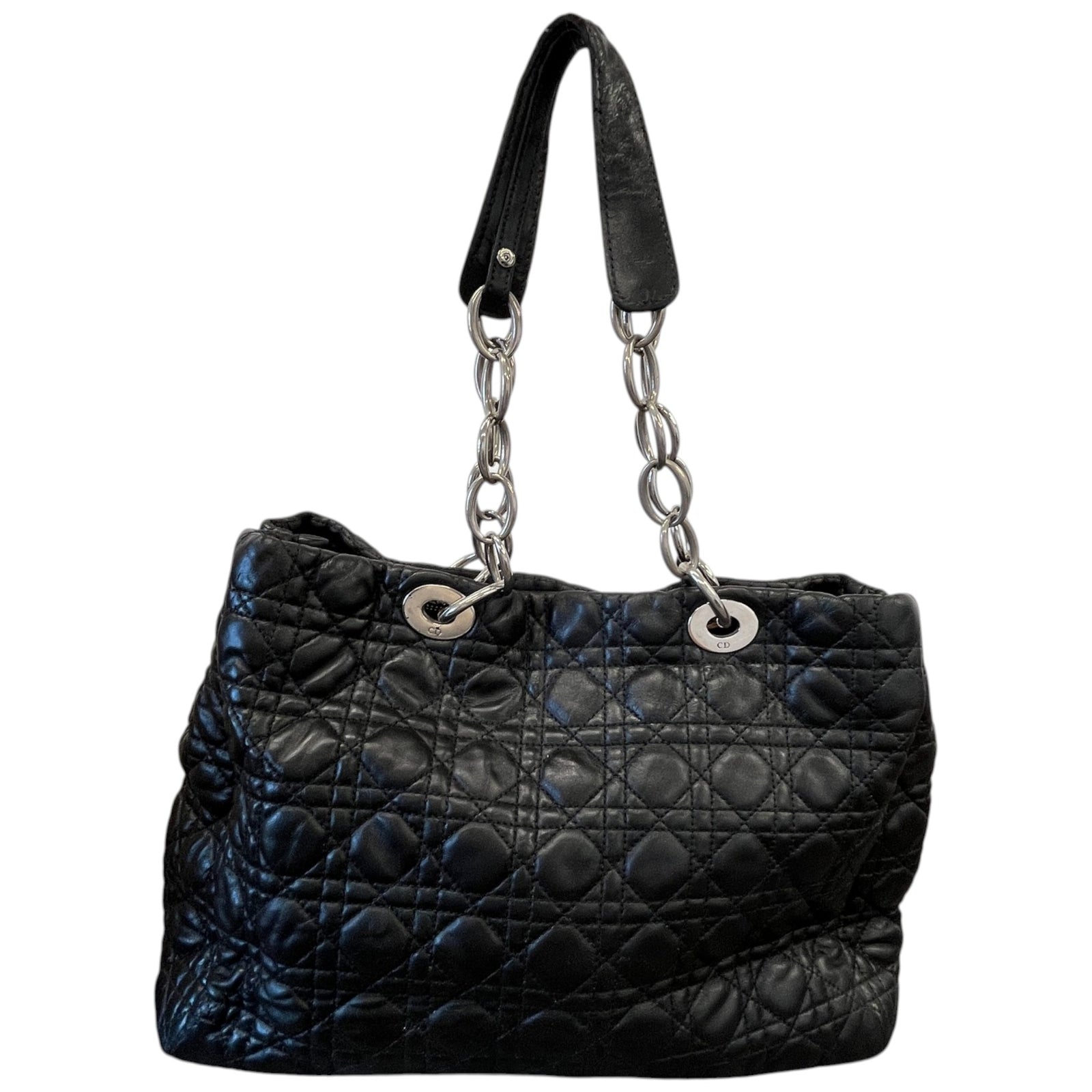 Women's Lady Dior Cannage Shopping Tote Bag Black - Photo 3