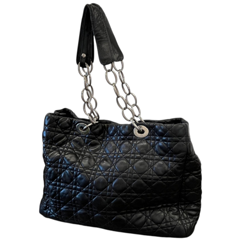 Women's Lady Dior Cannage Shopping Tote Bag Black