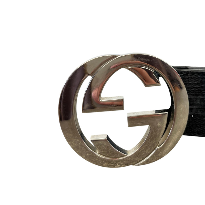 Men's Interlocking GG Buckle Belt Navy Size 30"