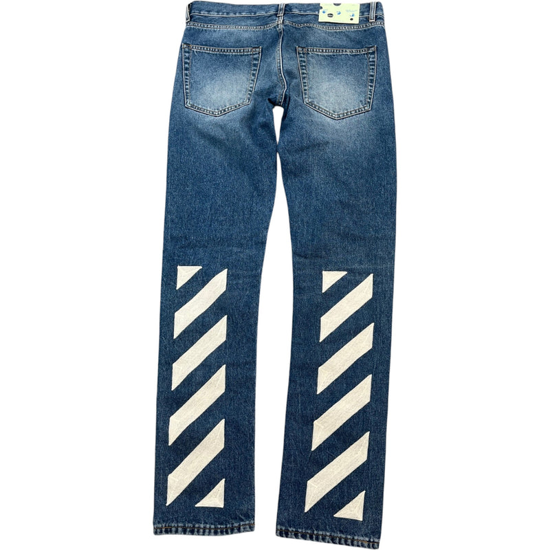 Men's Diag Stripe Jeans Blue Size S / W31