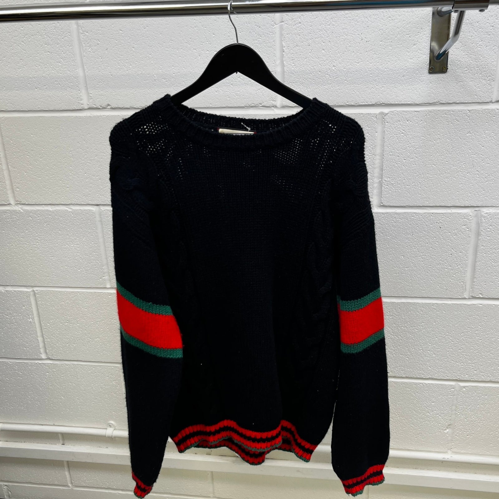Men's Cable-Knit Web Jumper Black Size M - Photo 9