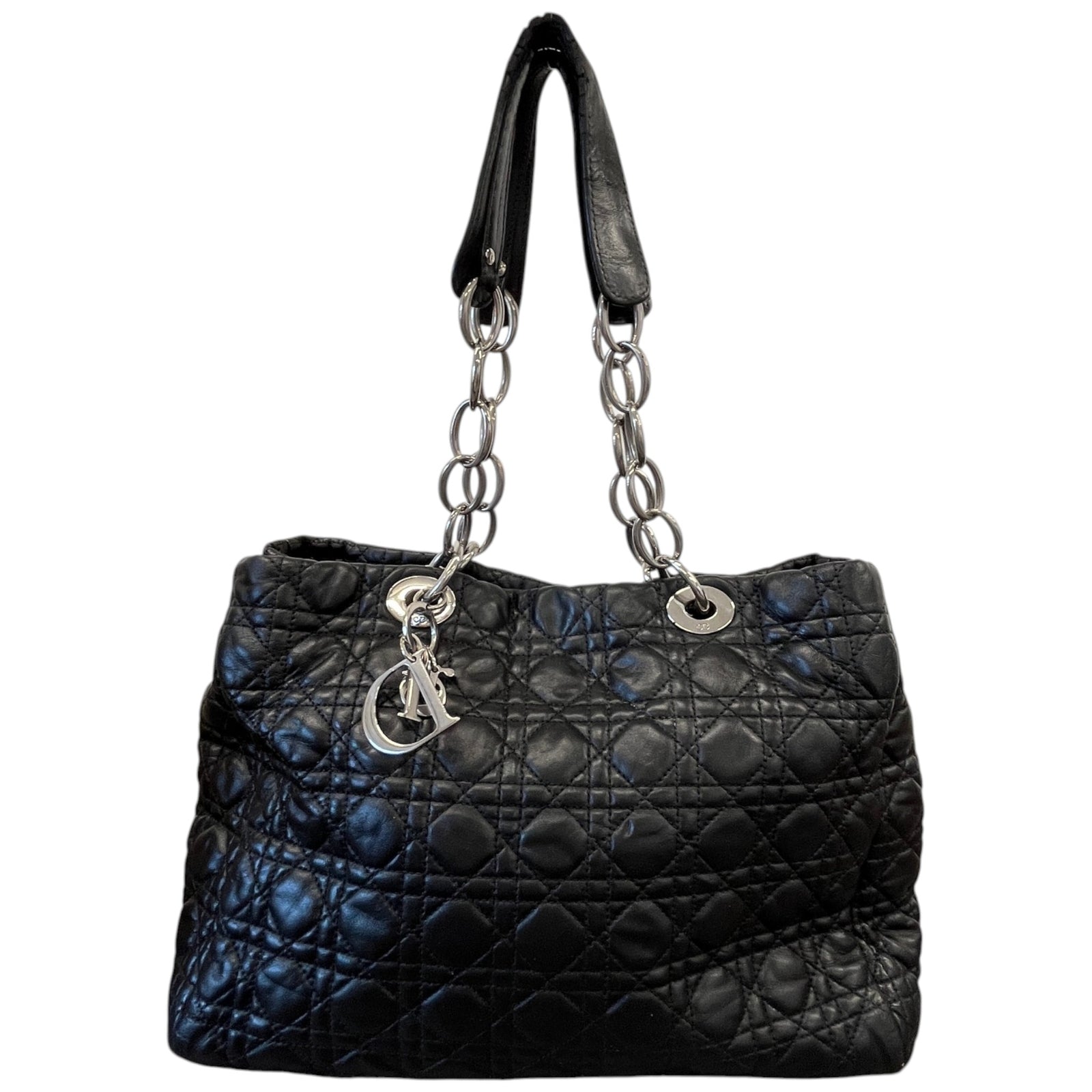 Women's Lady Dior Cannage Shopping Tote Bag Black - Photo 1