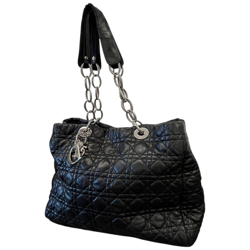 Women's Lady Dior Cannage Shopping Tote Bag Black
