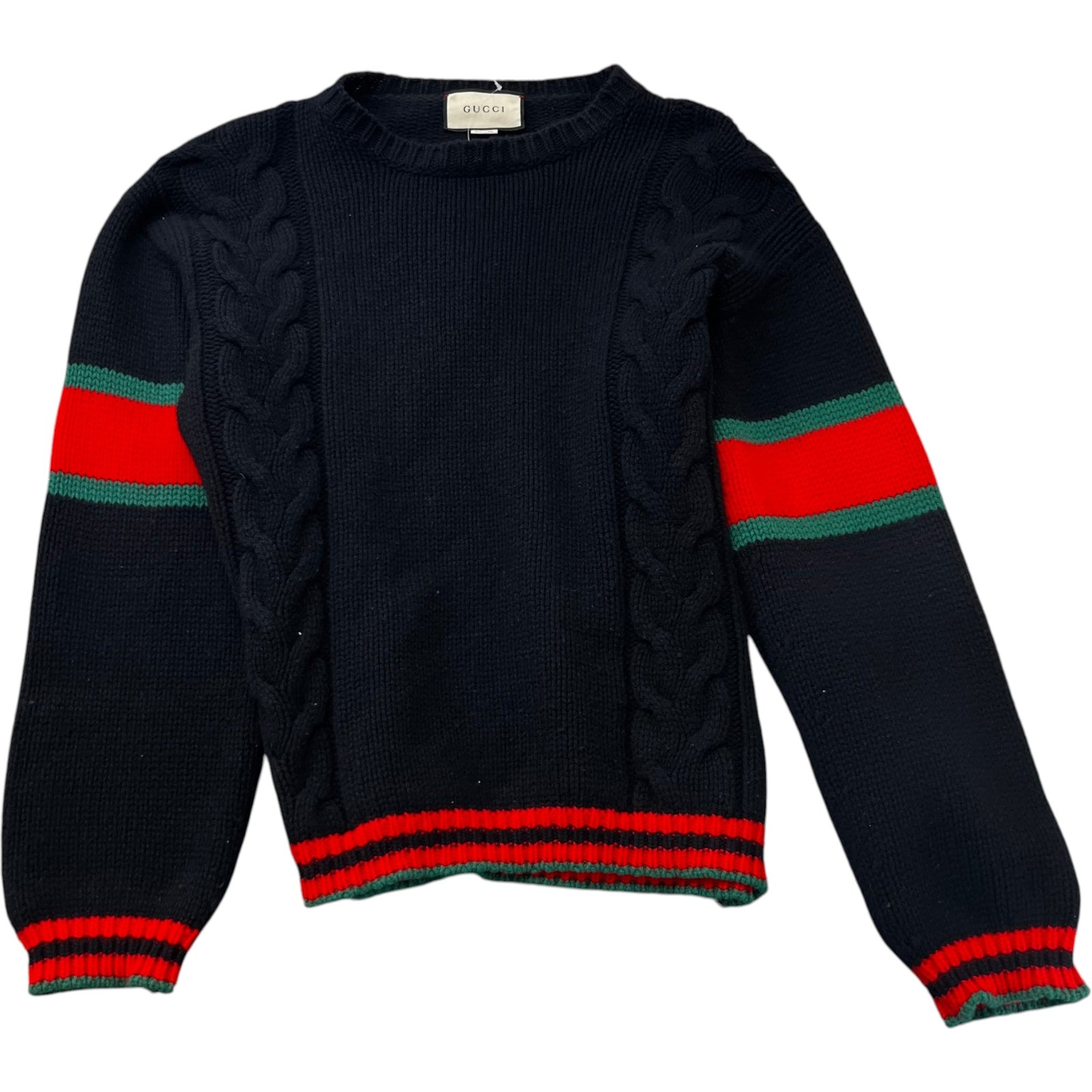 Men's Cable-Knit Web Jumper Black Size M - Photo 1