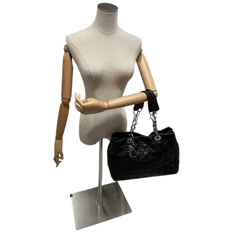 Women's Lady Dior Cannage Shopping Tote Bag Black