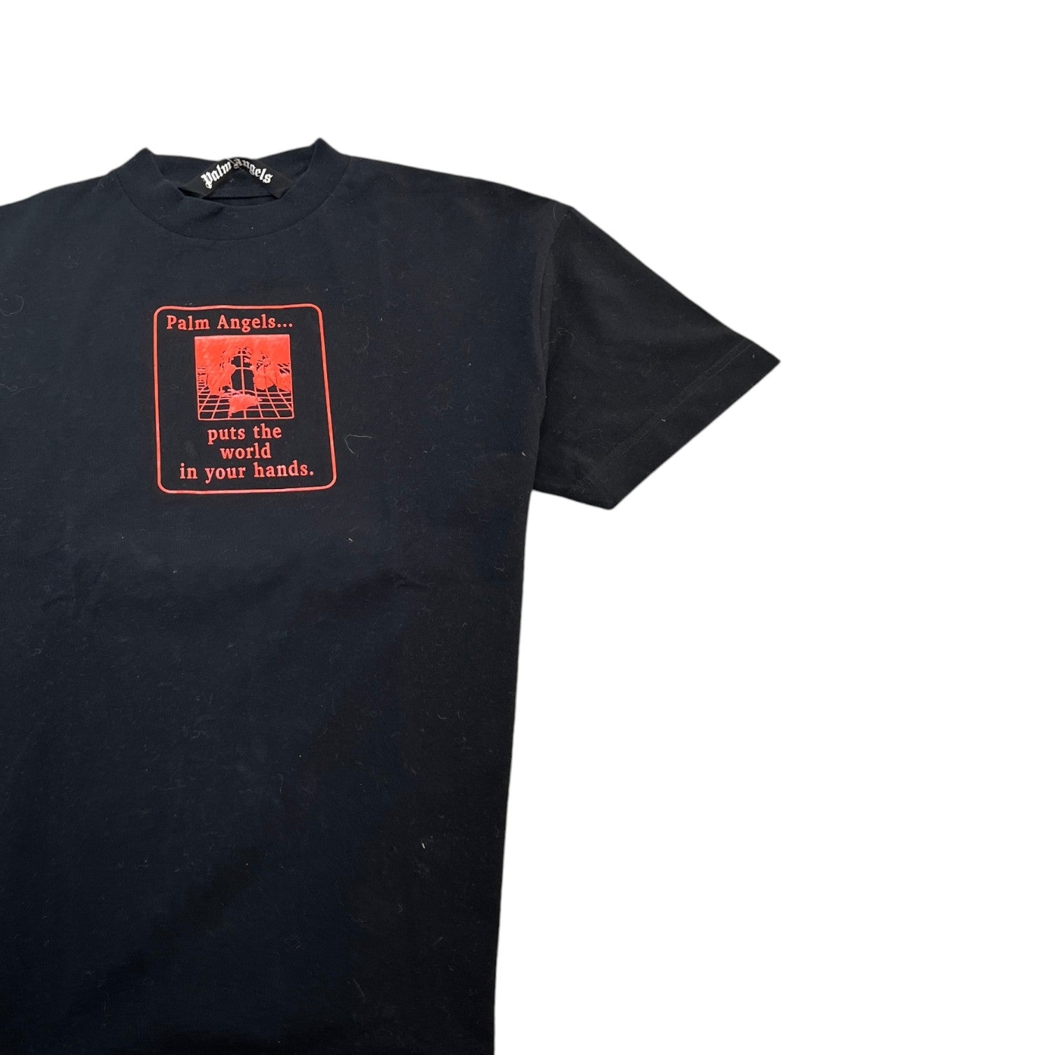 Men's World In Hands Print T-Shirt Black Size S - Photo 3