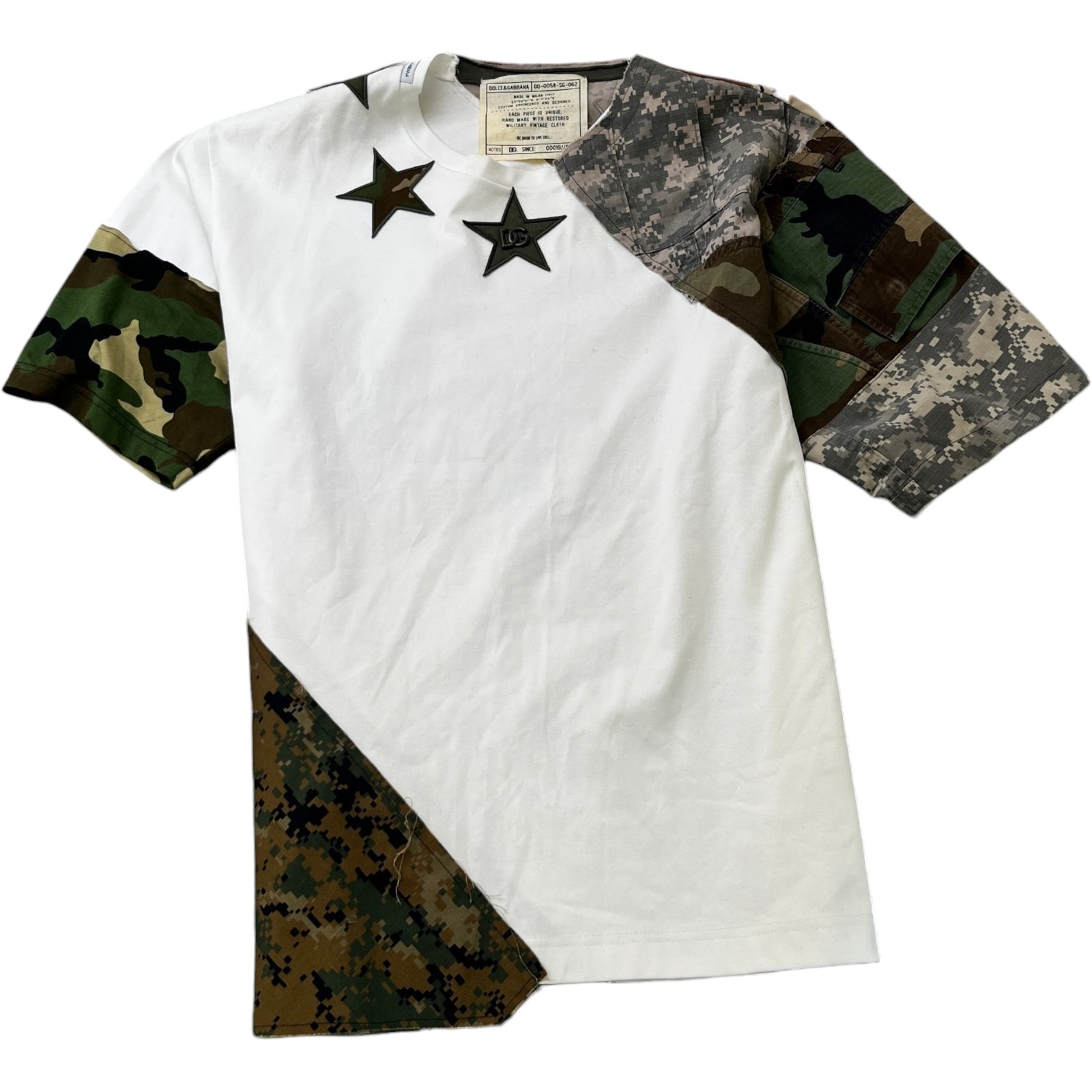 Men's Camouflage Star Patchwork T-Shirt White Size L - Photo 1