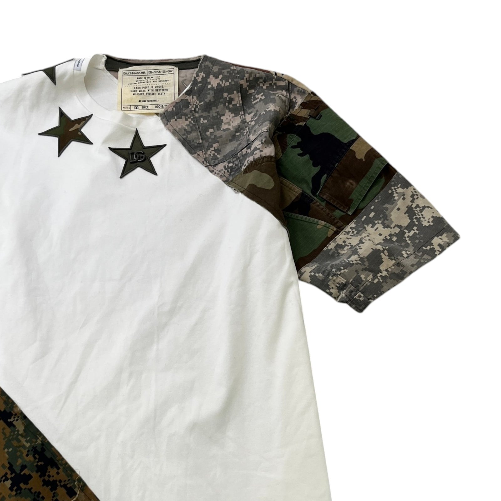 Men's Camouflage Star Patchwork T-Shirt White Size L - Photo 3