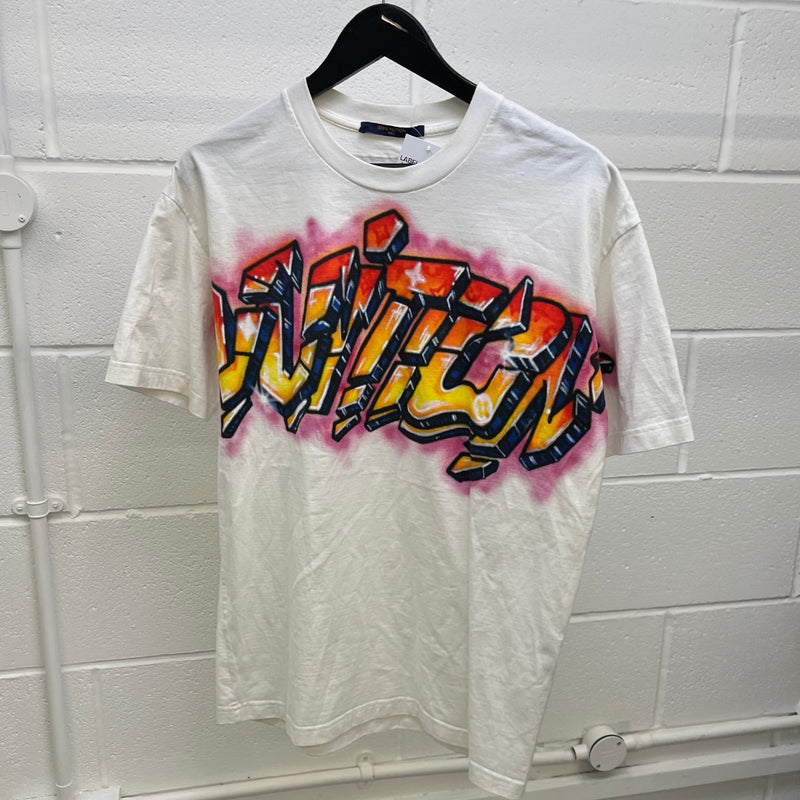 Men's Graffiti Logo Print T-Shirt White Size M