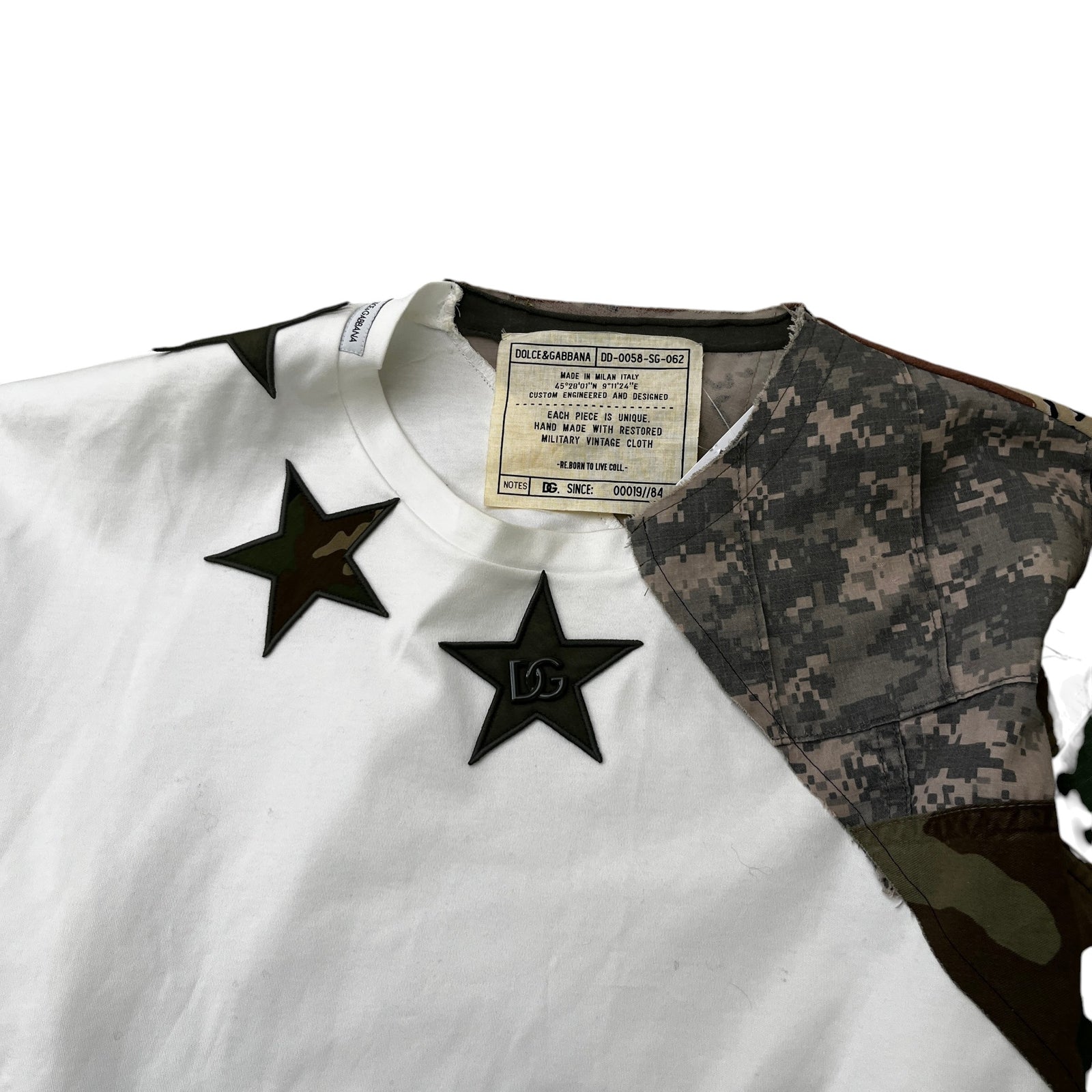 Men's Camouflage Star Patchwork T-Shirt White Size L - Photo 6